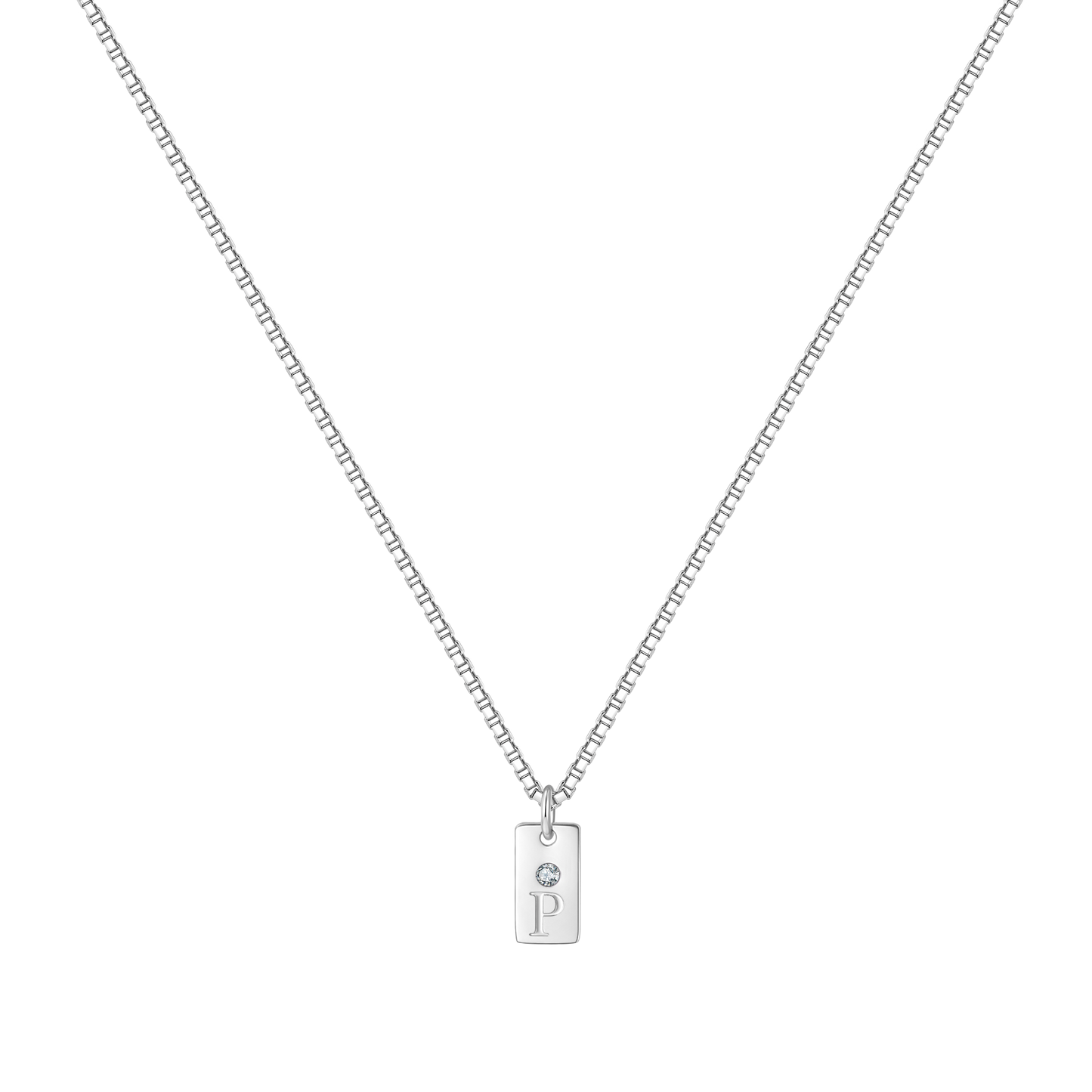 Delicado collar con placa inicial pavé
