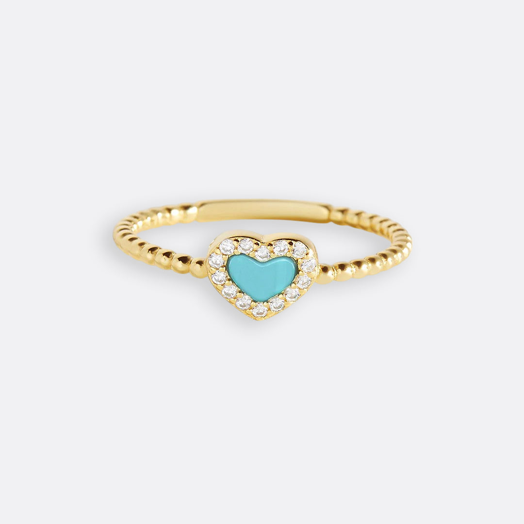 Tiny Gemstone Heart Ring