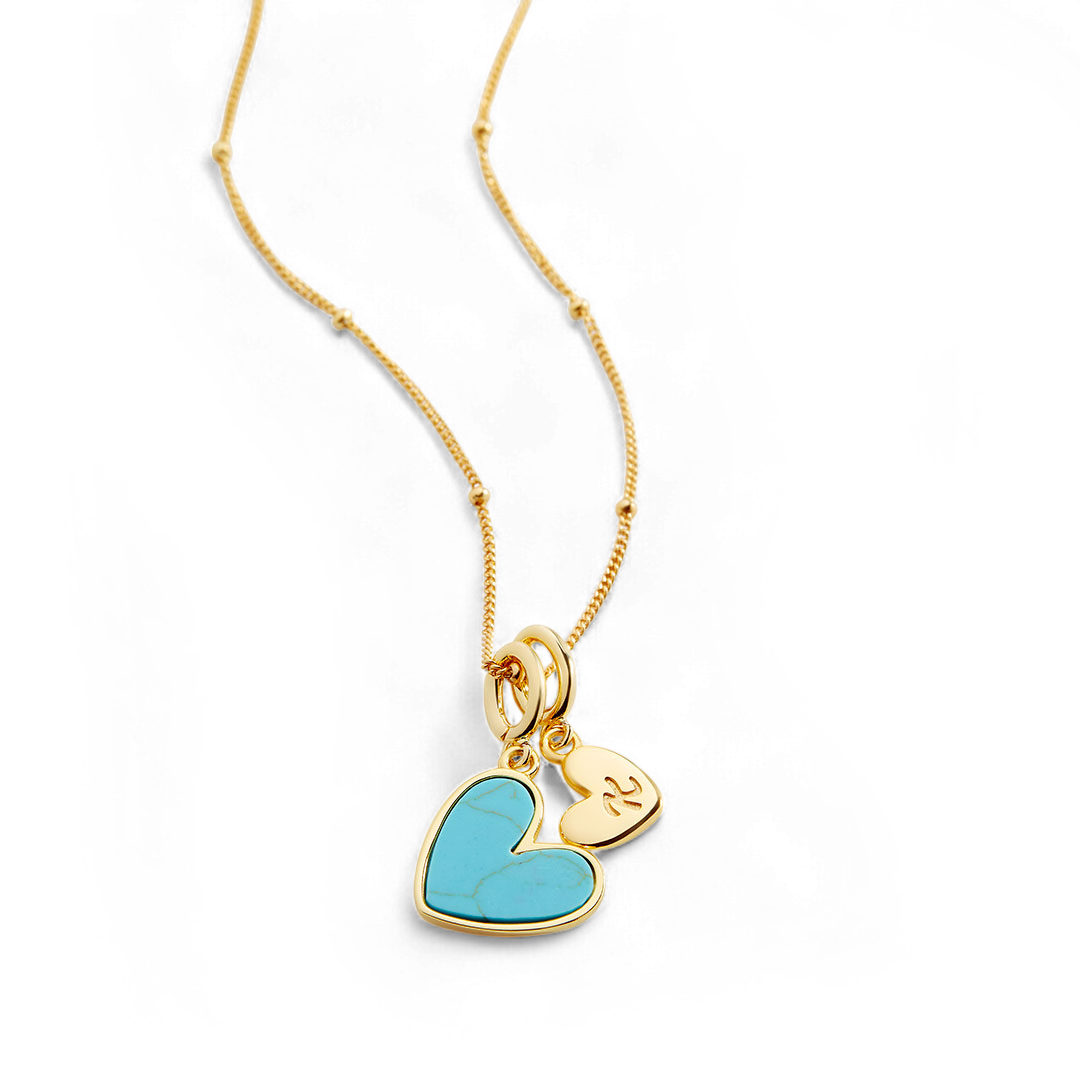 Turquoise Initial Heart Necklace
