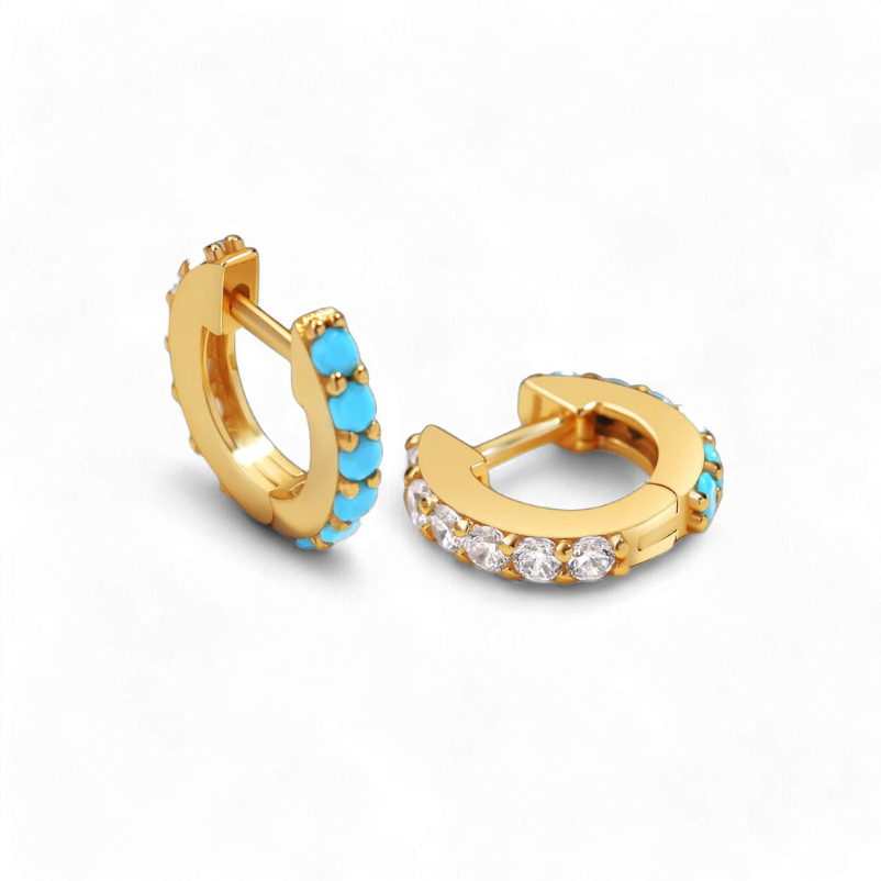 Turquoise Reversible Huggie Hoops