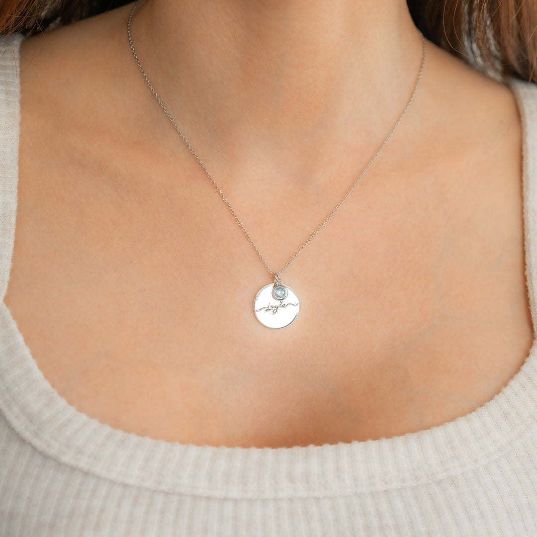 Monogram Script Birthstone Necklace