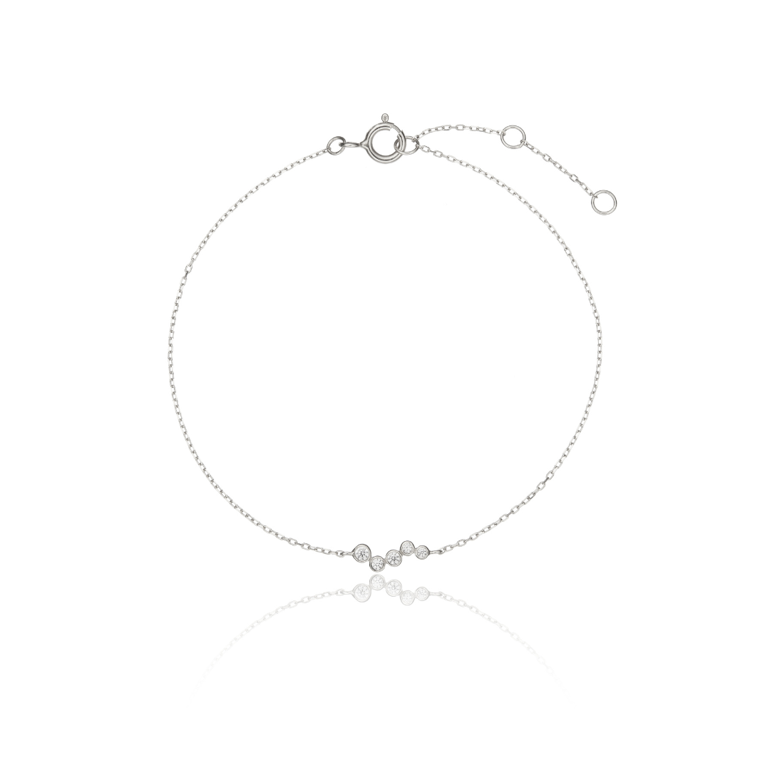 Silbernes Wellenarmband im Diamanten-Stil