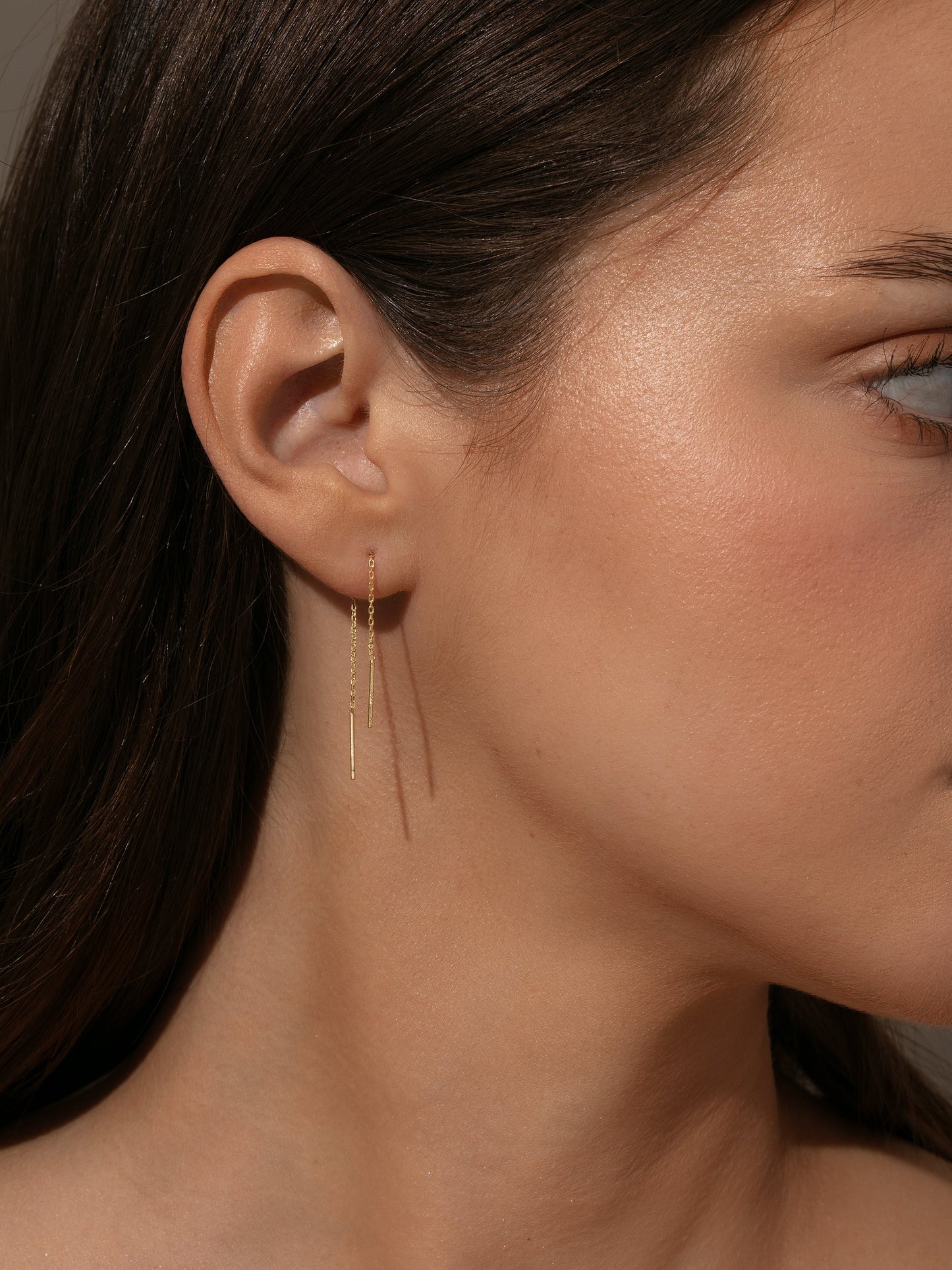 Pendientes de hilo vermeil con cadena y barra
