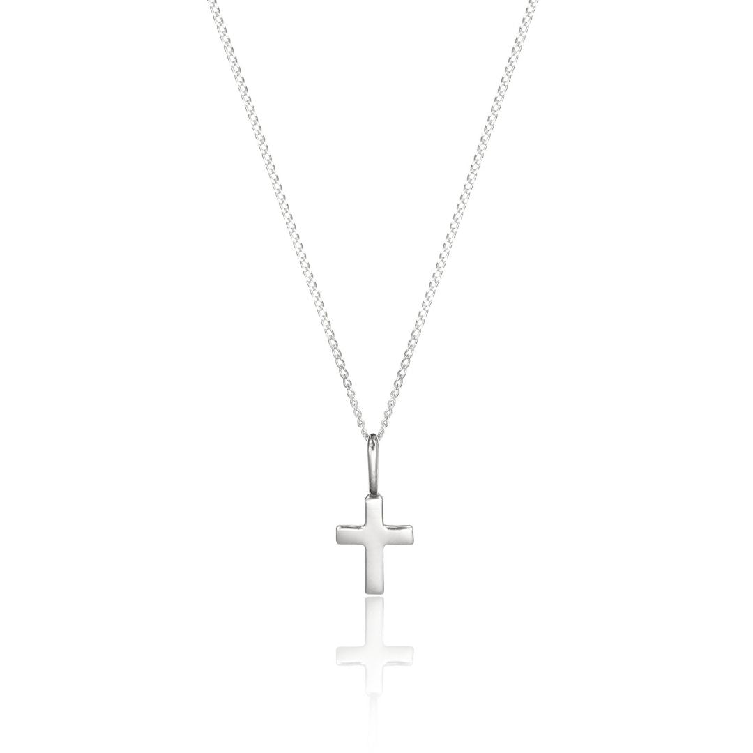 Halskette mit kleinem Kreuz aus massivem Weißgold