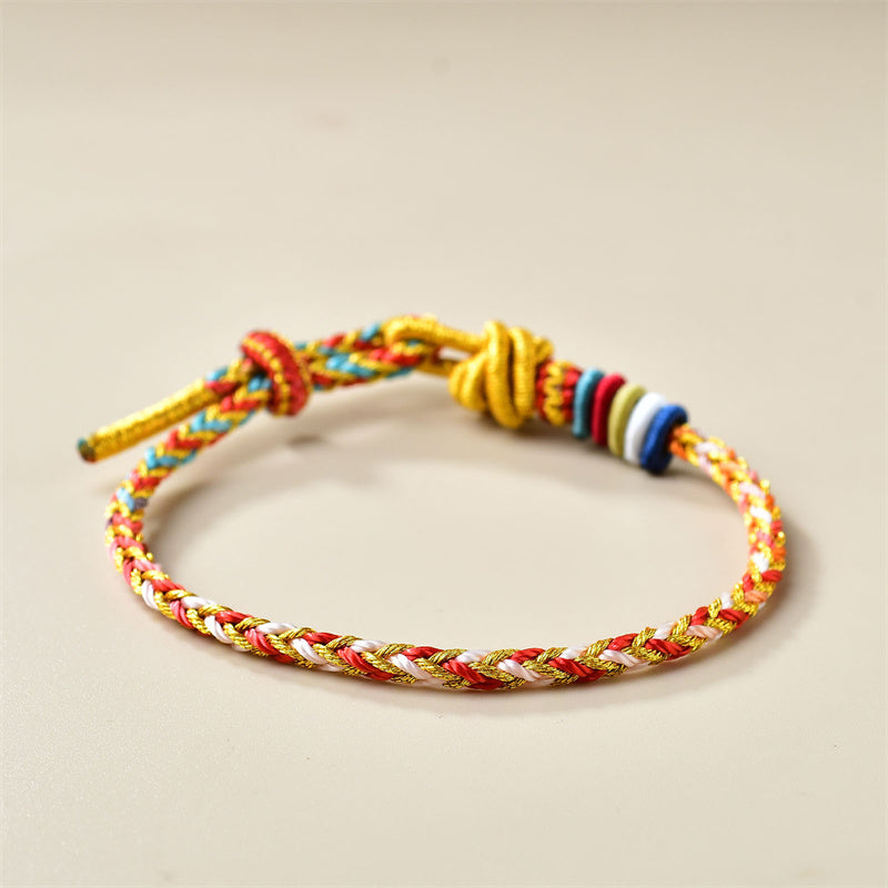 Pulsera trenzada de cuerda curativa dorada colorida hecha a mano con piedras de Buda