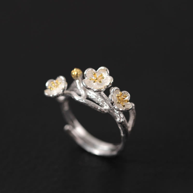 Pendientes de plata de ley 925 con piedras de Buda y flores de ciruelo bendecidas
