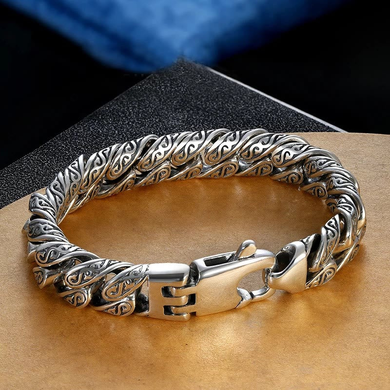 Pulsera de la suerte tallada con diseño floral de la dinastía Tang y piedras de Buda