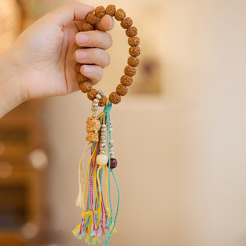 Pulsera tibetana de Rudraksha Bodhi con piedras de Buda y semillas de Bodhi.