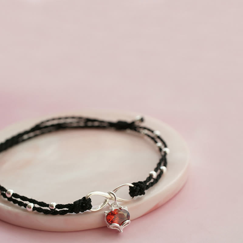 Tobillera con piedras de Buda, corazón de amor, símbolo del infinito, hilo trenzado