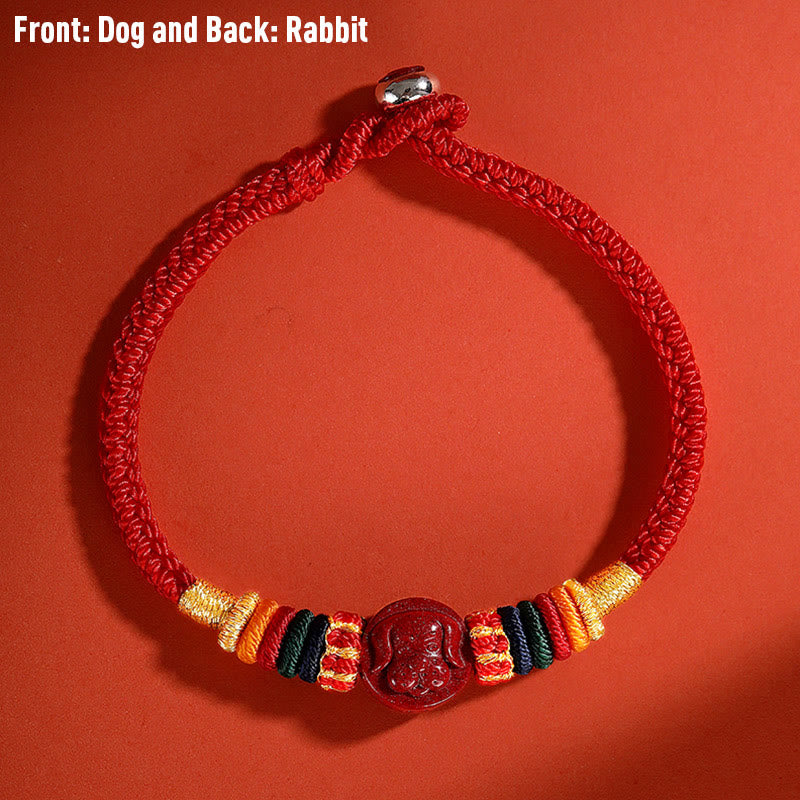 Buddha Stones Year of the Dragon 925 Sterling Silver Chinese Zodiac Cinnabar Auspicious Matches Blessing Bracelet