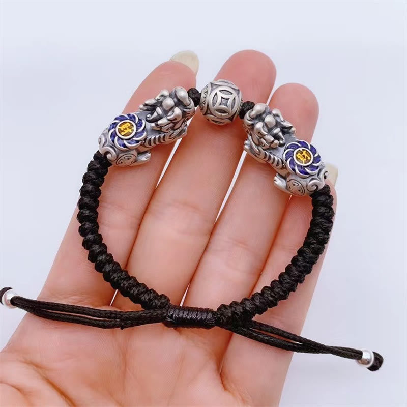 Pulsera Feng Shui con piedras de Buda y cinco monedas imperiales PiXiu para proteger la riqueza