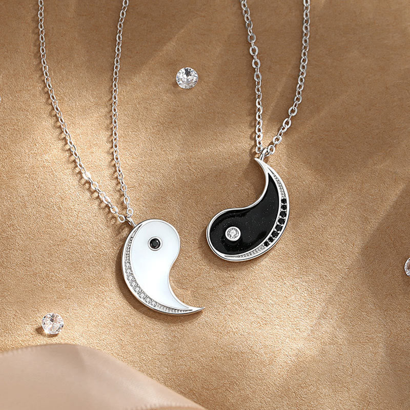Collar con colgante de piedras de Buda en plata de ley 925 con símbolo Yin Yang y armonía
