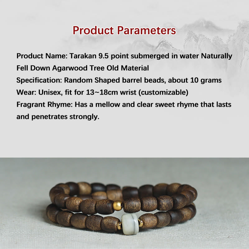 Buddha Stones 999 Gold Seltenes Tarakan-Adlerholz Tibetischer Alter Geistknochen Gleichgewicht Stärke Doppelwickelarmband