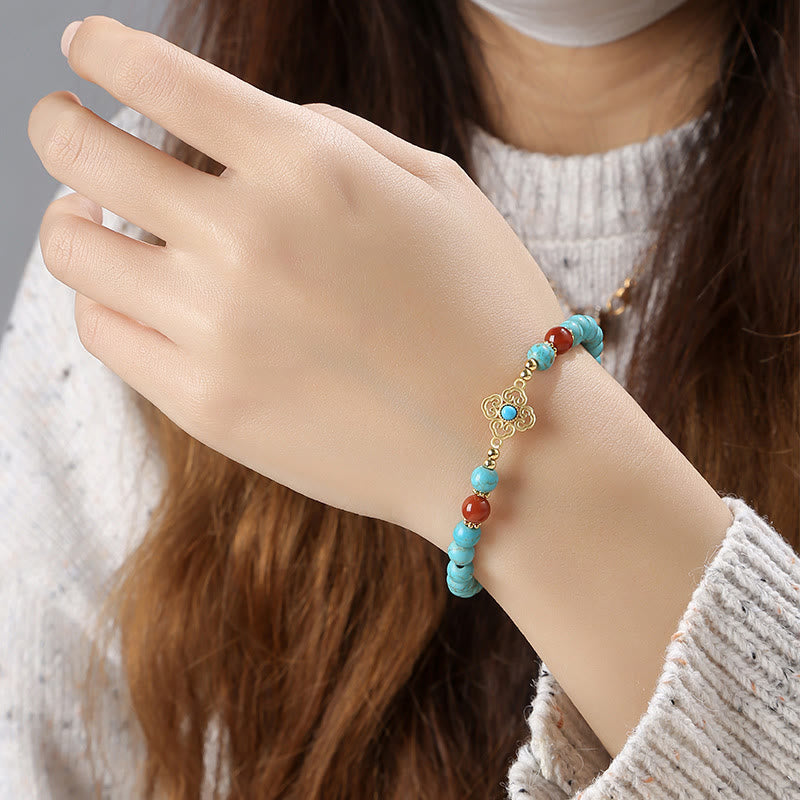 Buddha Stones Türkis Perlen Schutz Balance Armband
