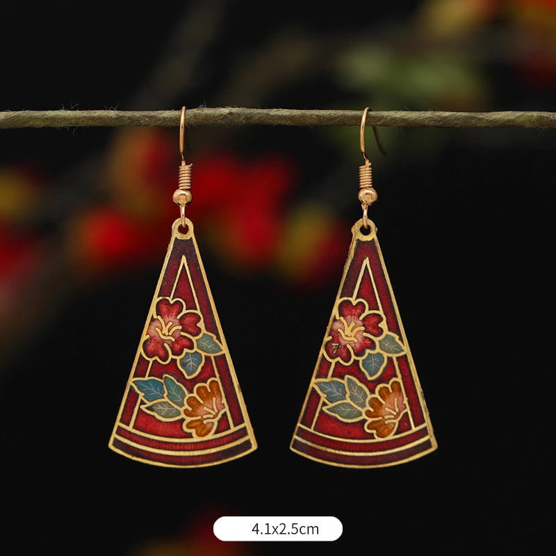 Pendientes colgantes de cobre con diseño de flor de loto y mariposa de Buda y piedras de iluminación