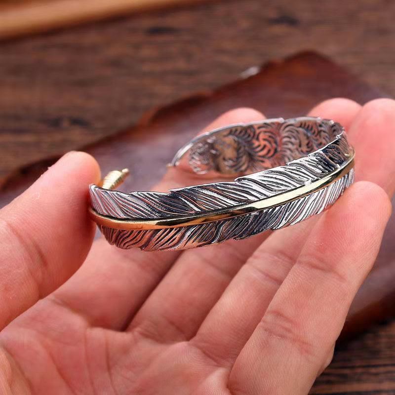 Buddha Steine Feder Muster Geschnitzt Glück Reichtum Manschette Armband Armreif