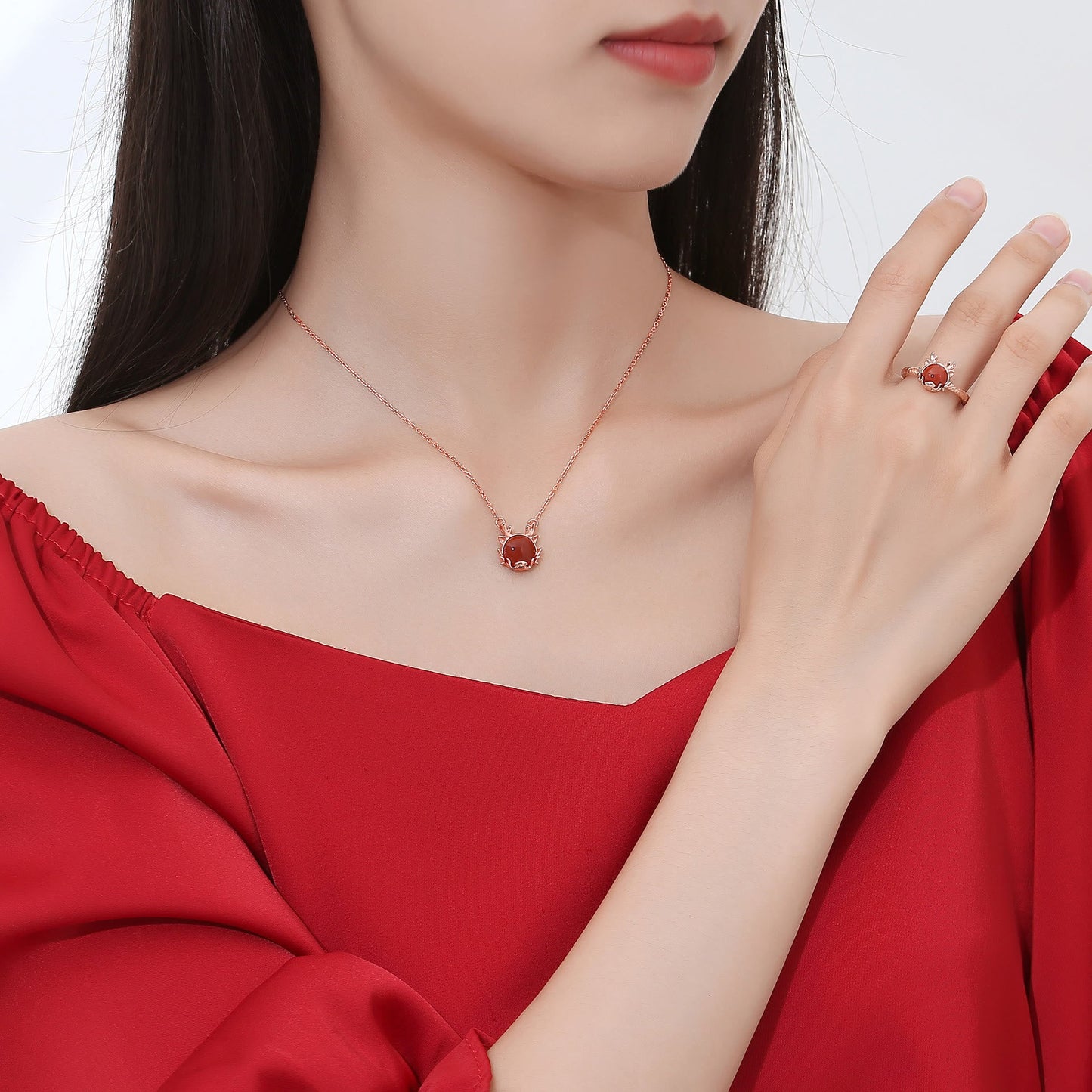 Buddha Stones 925 Sterling Silver Year of the Dragon Cinnabar Red Agate Dragon Protection Bracelet Necklace Pendant Earrings Ring