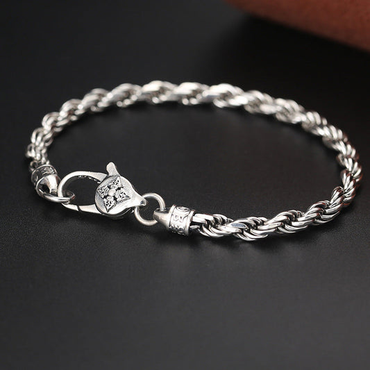 Pulsera tibetana de plata de ley 925 con piedras de Buda, Om Mani Padme Hum, doble dorje vajra, diseño trenzado, paz y amor.