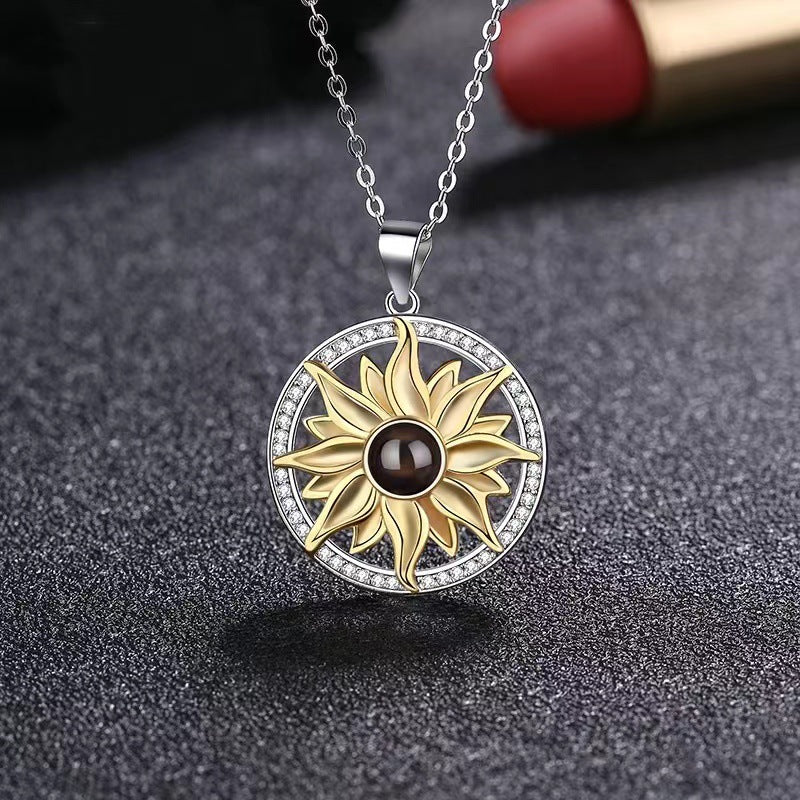Sun Flower Photo Projection Necklace