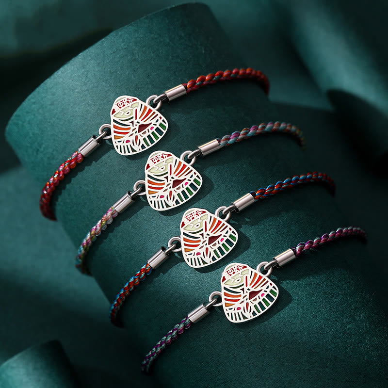 Buddha Stones 925 Sterling Silber Zongzi Muster Glück Mehrfarbig Handgefertigtes Armband