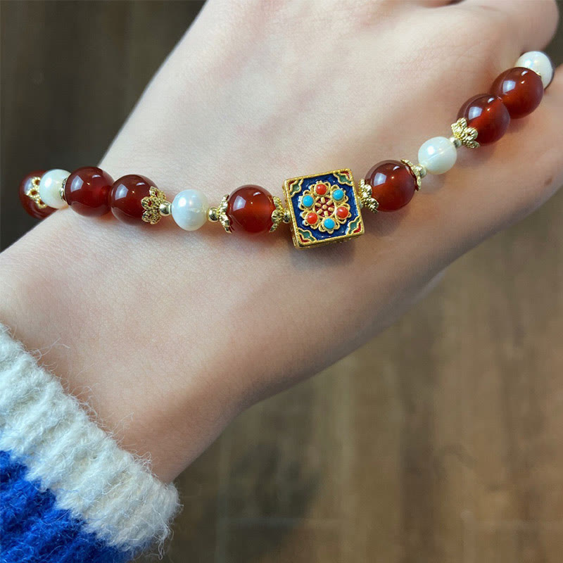 Buddha Stones Armband mit roter Achatperle, Selbstvertrauen und Selbstakzeptanz