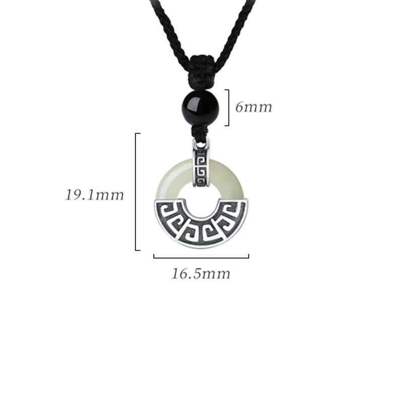 Collar con colgante de prosperidad y hebilla de paz de jade hetiano natural en plata de ley 925 con piedras de Buda