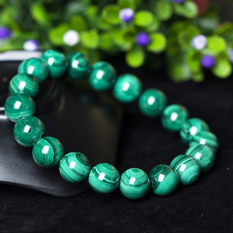 Pulsera de Malaquita Natural con Piedras de Buda para la Protección y la Calma