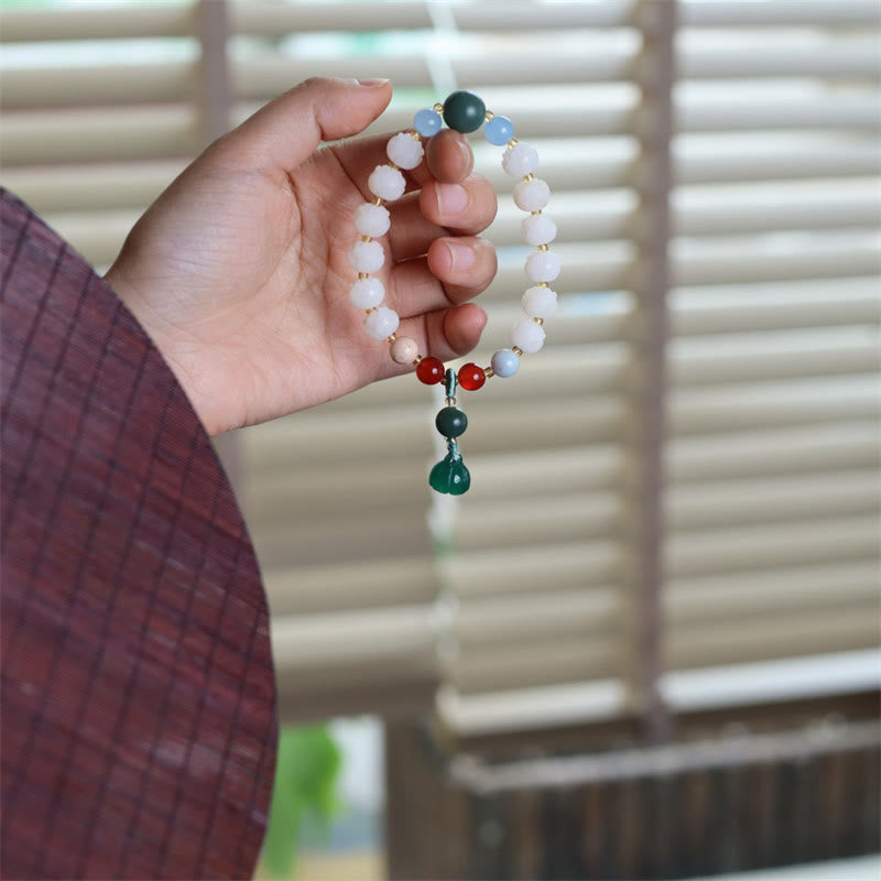Pulsera de armonía y paz con cuentas de loto talladas con semillas de bodhi y piedras de Buda
