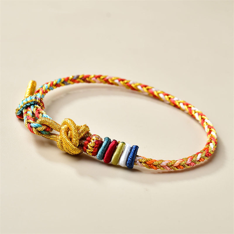 Pulsera trenzada de cuerda curativa dorada colorida hecha a mano con piedras de Buda