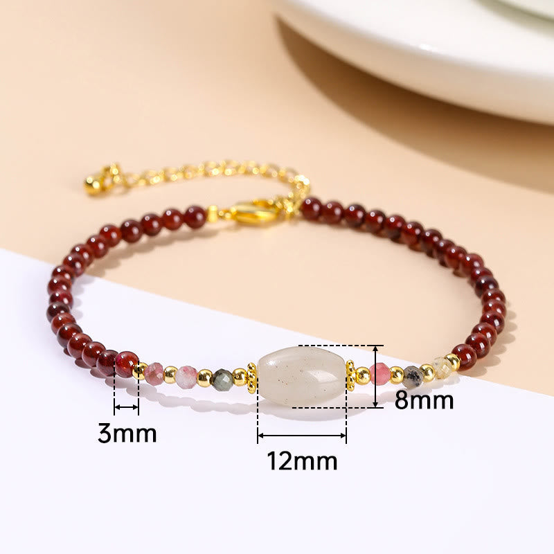 Buddha Stones Granat Jade Turmalin Perlen Passion Armband
