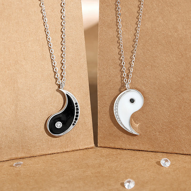Collar con colgante de piedras de Buda en plata de ley 925 con símbolo Yin Yang y armonía