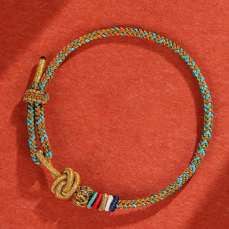 Pulsera trenzada de cuerda colorida de Dunhuang hecha a mano con piedras de Buda
