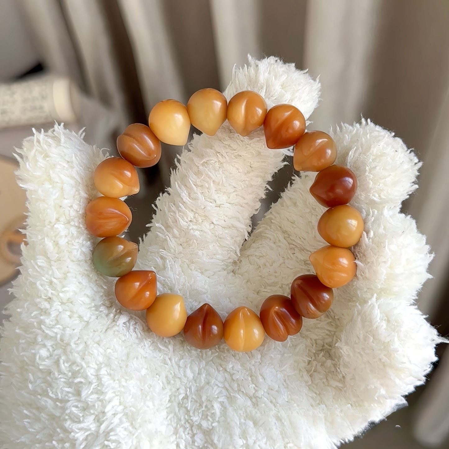 Hand-Carved Water Peach Bodhi Bracelet – Exquisite Craftsmanship - Touch Bling