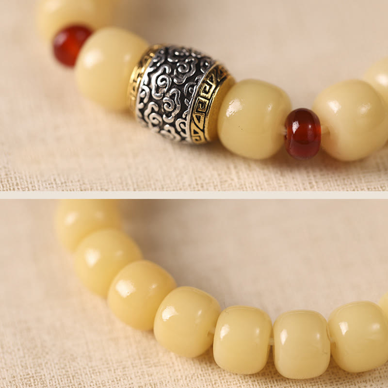 Pulsera de la paz con cuentas de Buda, semillas de Bodhi, nube auspiciosa y carácter Fu