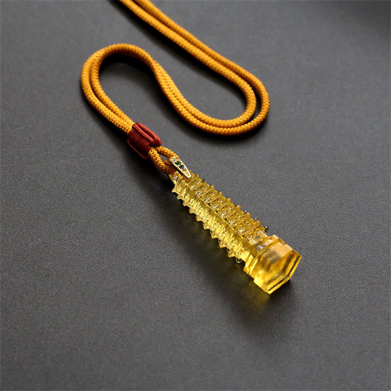 Collar de la sabiduría de la antigua pagoda Liuli con piedras de Buda