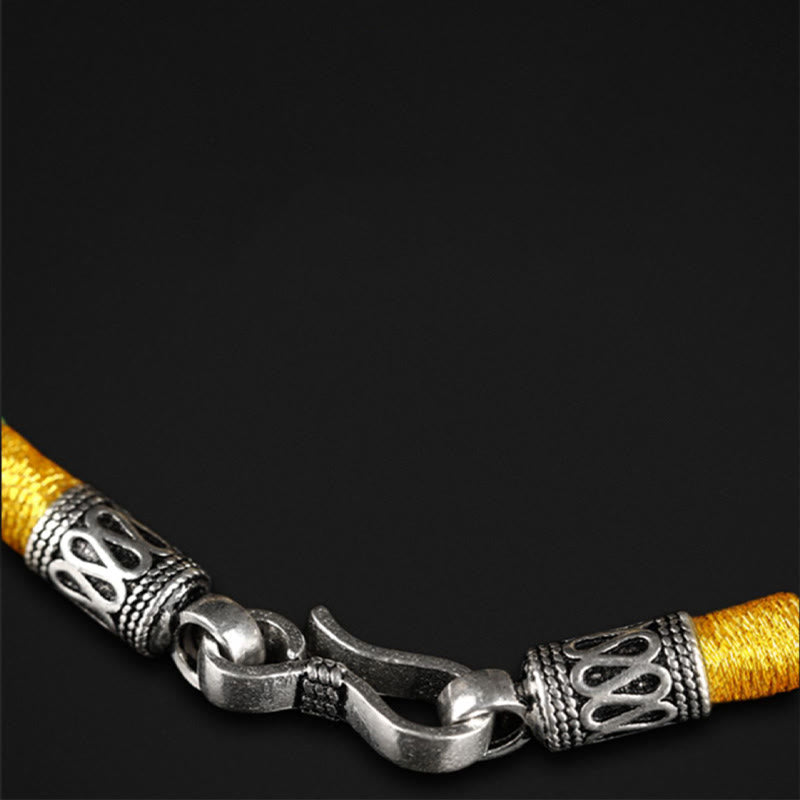 Pulsera de la suerte hecha a mano con ocho hilos y nudo de la paz Om Mani Padme Hum de oro 999 del Tíbet con piedras de Buda