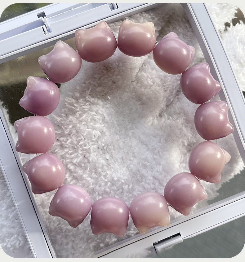 16mm Adorable Cat Head Bodhi Bracelet (Available in Multiple Colors) - Touch Bling