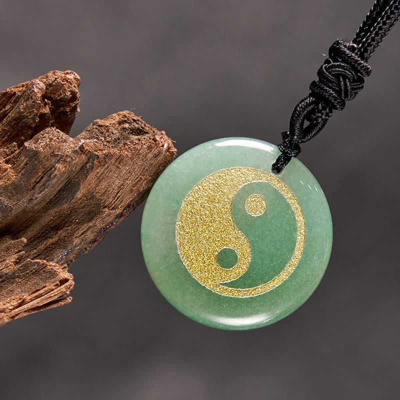 Collar con colgante espiritual Yin Yang, piedras de Buda, varios cristales, amatista, ojo de tigre, aventurina verde