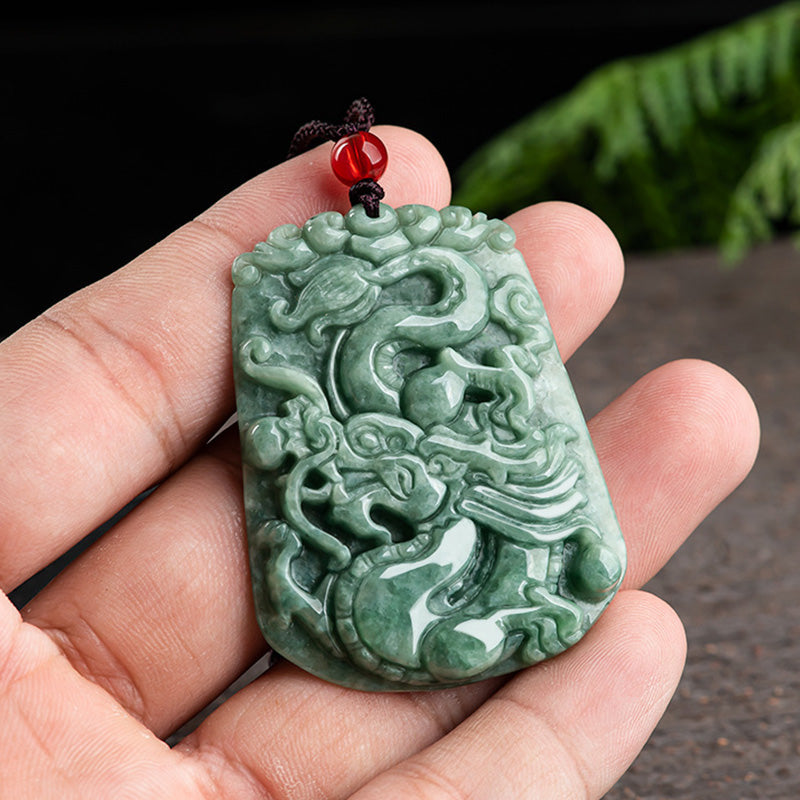 Buddha-Steine, chinesisches Sternzeichen, Drache, Jade, Stärke, Halskette, Anhänger