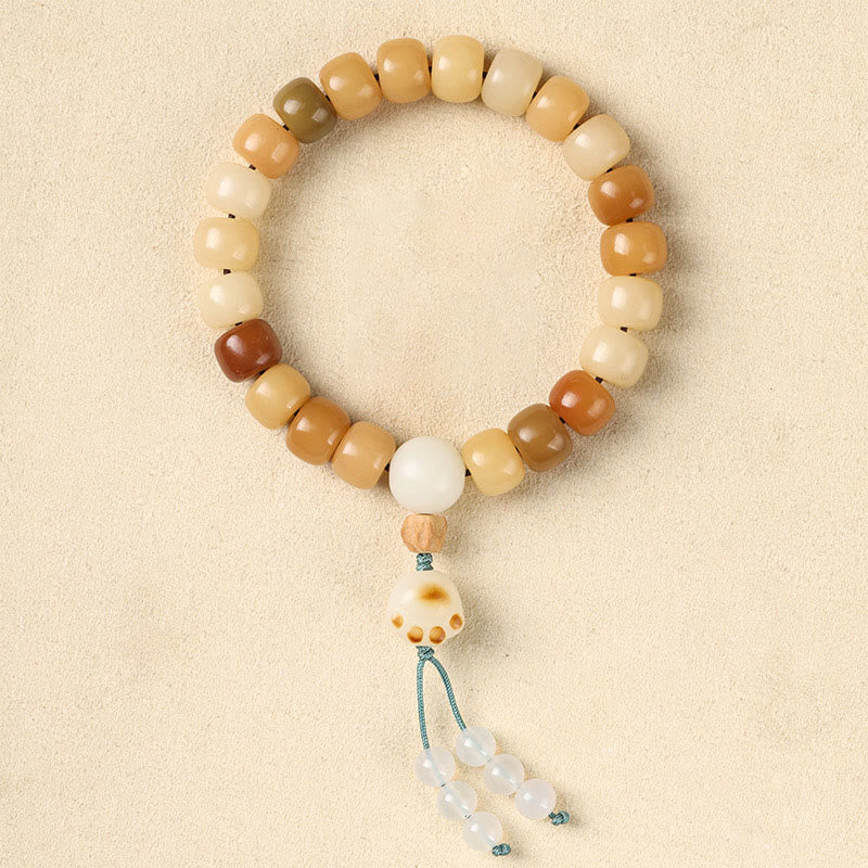 Pulsera de sabiduría Om Mani Padme Hum con semillas de Bodhi naturales de Buda y el Señor del Bosque Cadáver