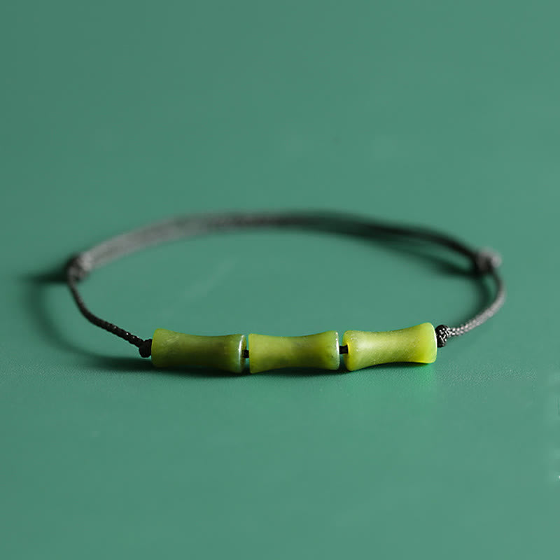 Pulsera de la suerte y la abundancia con diseño de jade y bambú verde y piedras de Buda