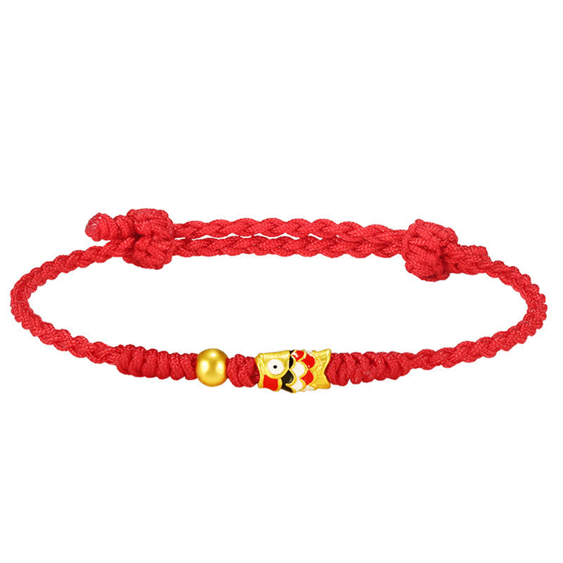 Buddha Stones 999 Gold Glück Koi Fisch Handgefertigtes geflochtenes Schnurarmband