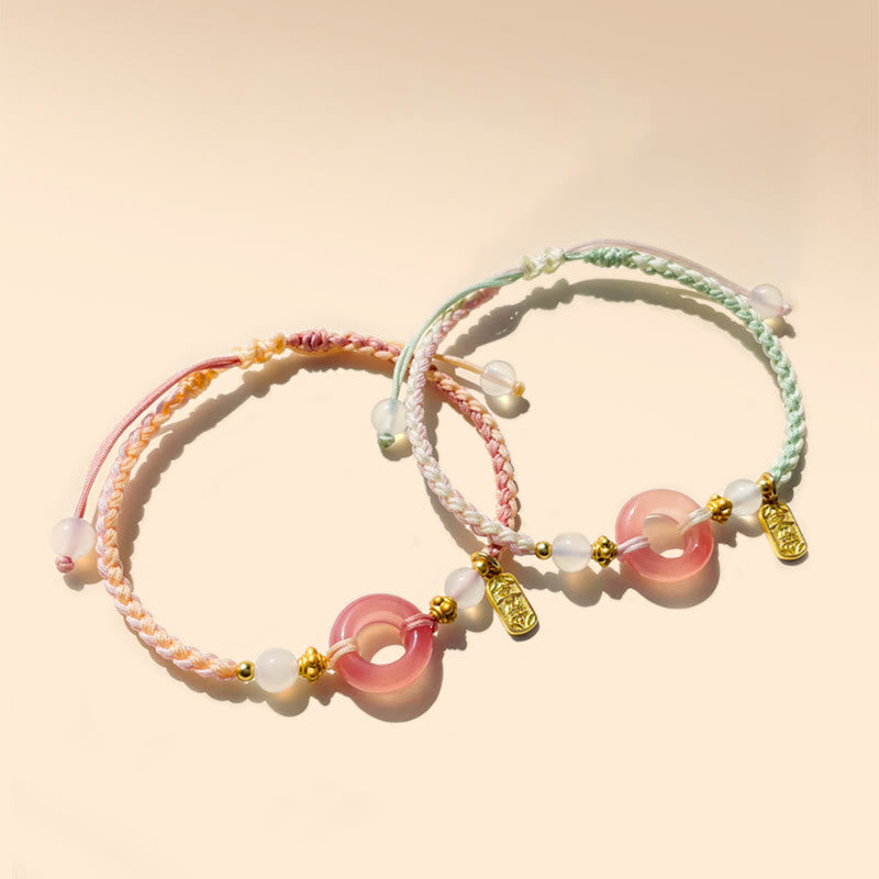 Pulsera trenzada hecha a mano con hebilla de ágata de paz y alegría de Buda