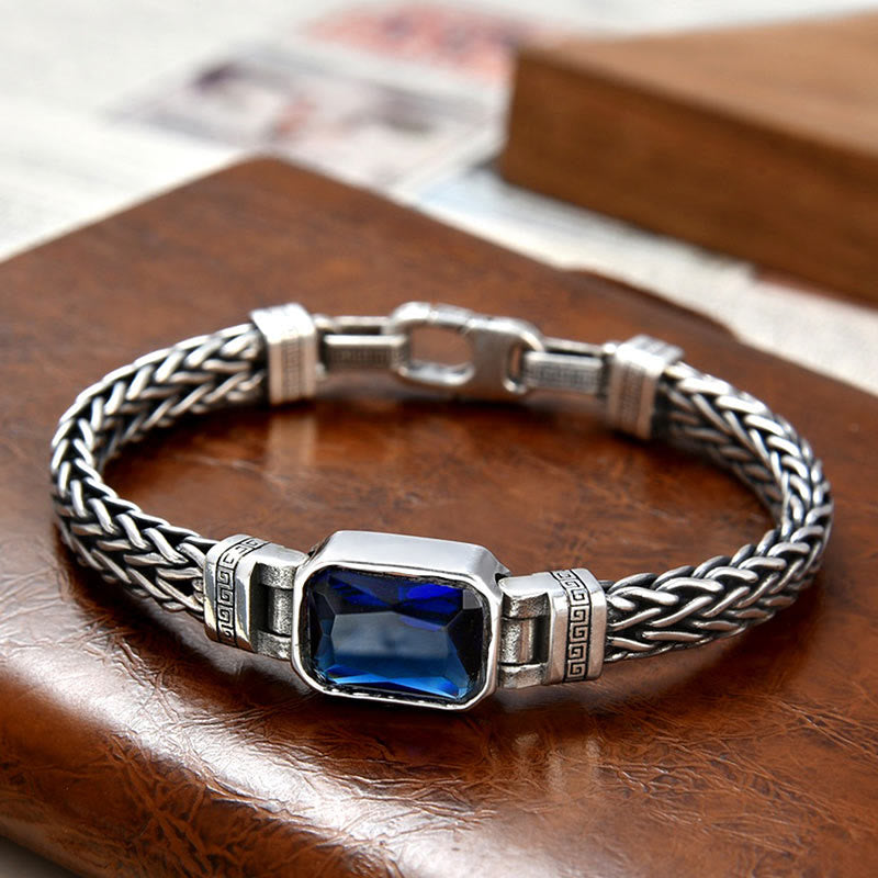 Pulsera con hebilla de riqueza curativa con diseño trenzado de quilla de dragón acrílico azul retro de Buda