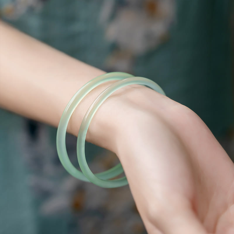 Pulsera brazalete de piedra de Buda con calcedonia verde natural, fuerza y coraje