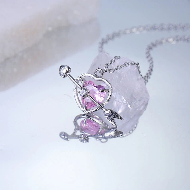 Angel Peach Heart Necklace