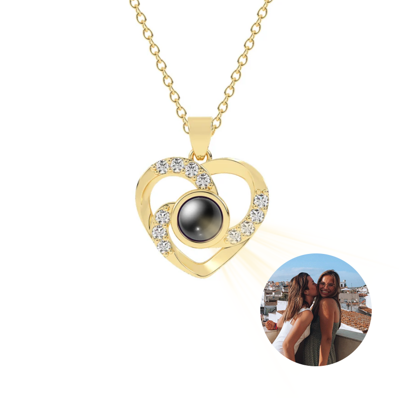 Eternal Diamond Heart Photo Projection Necklace