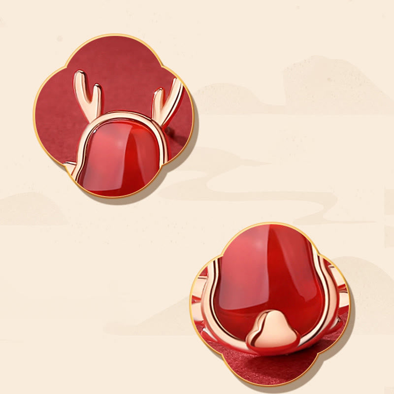 Buddha Stones 925 Sterling Silver Year of the Dragon Natural Red Agate Dragon Attract Fortune Fu Character Strength Bracelet Necklace Pendant Earrings