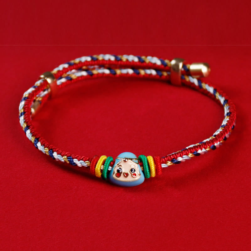 Buddha-Steine, buntes Seil, Zongzi-Muster, Fu-Charakter, Glück, handgefertigtes Armband