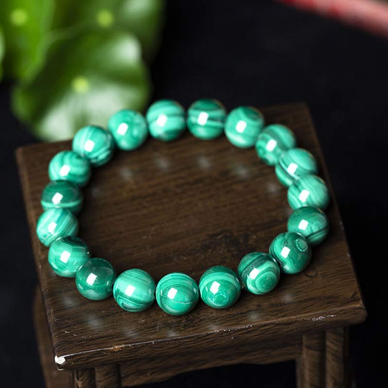 Pulsera de Malaquita Natural con Piedras de Buda para la Protección y la Calma